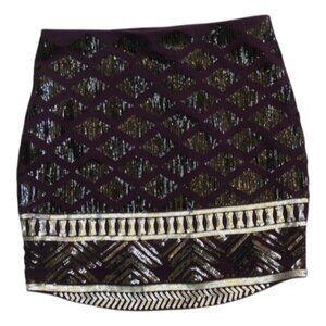 Express Purple Black Sequin Embellished Mini Skirt XS